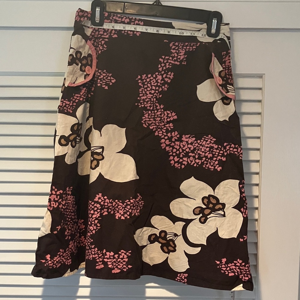 Hawaiian Floral Chocolate Brown and Pink Women's Skirt